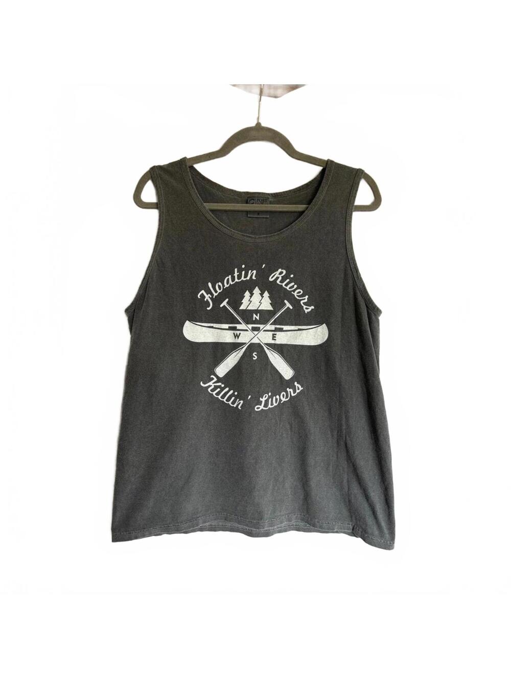 Charcoal Graphic River Rat Tank Top Size S